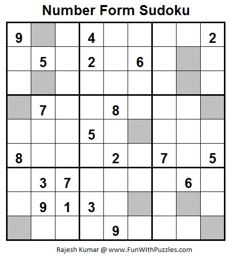 Number Forms Sudoku (Fun With Sudoku #27)