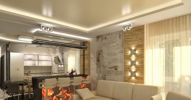 Sala de estar con cocina abierta - Colores en Casa