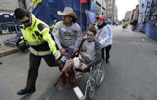 Jeff Bauman on the way to hospital