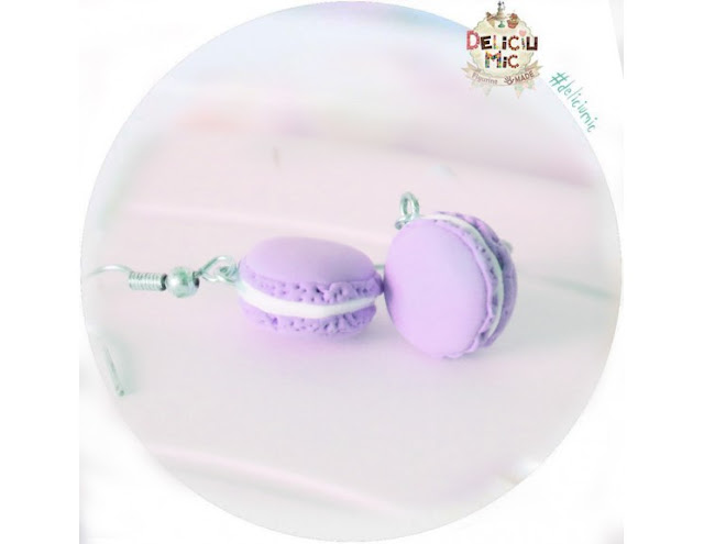 cercei handmade cercei macarons mov lila violet