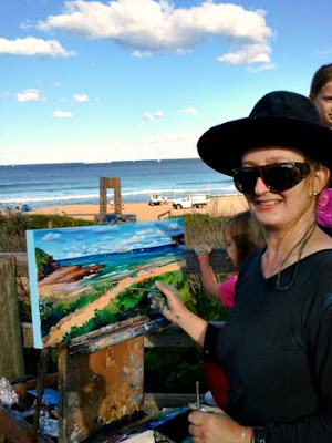 Plein air oil Painting of the Adelaide from North Avoca 13th April 2011 ''Strictly Business' from the 'Skillion' Terrigal  painted by industrial heritage Jane Bennett