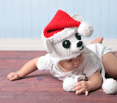 Christmas baby polar bear santa hat Crochet pattern