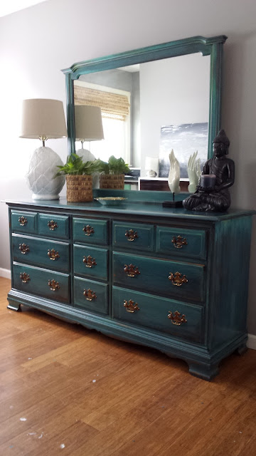 Bohemian Painted dresser, teal