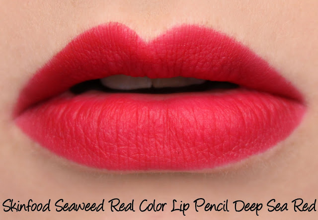 Skinfood Seaweed Real Color Lip Pencil - #1 Deep Sea Red Swatches & Review