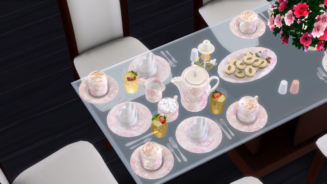 Sims 4 CC Download : Modern Dining Set with Functional Dinnerware ...