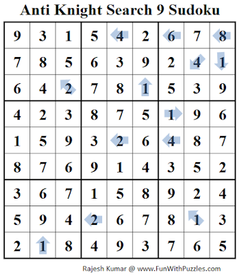 Anti Knight Search 9 Sudoku (Daily Sudoku League #221) Solution