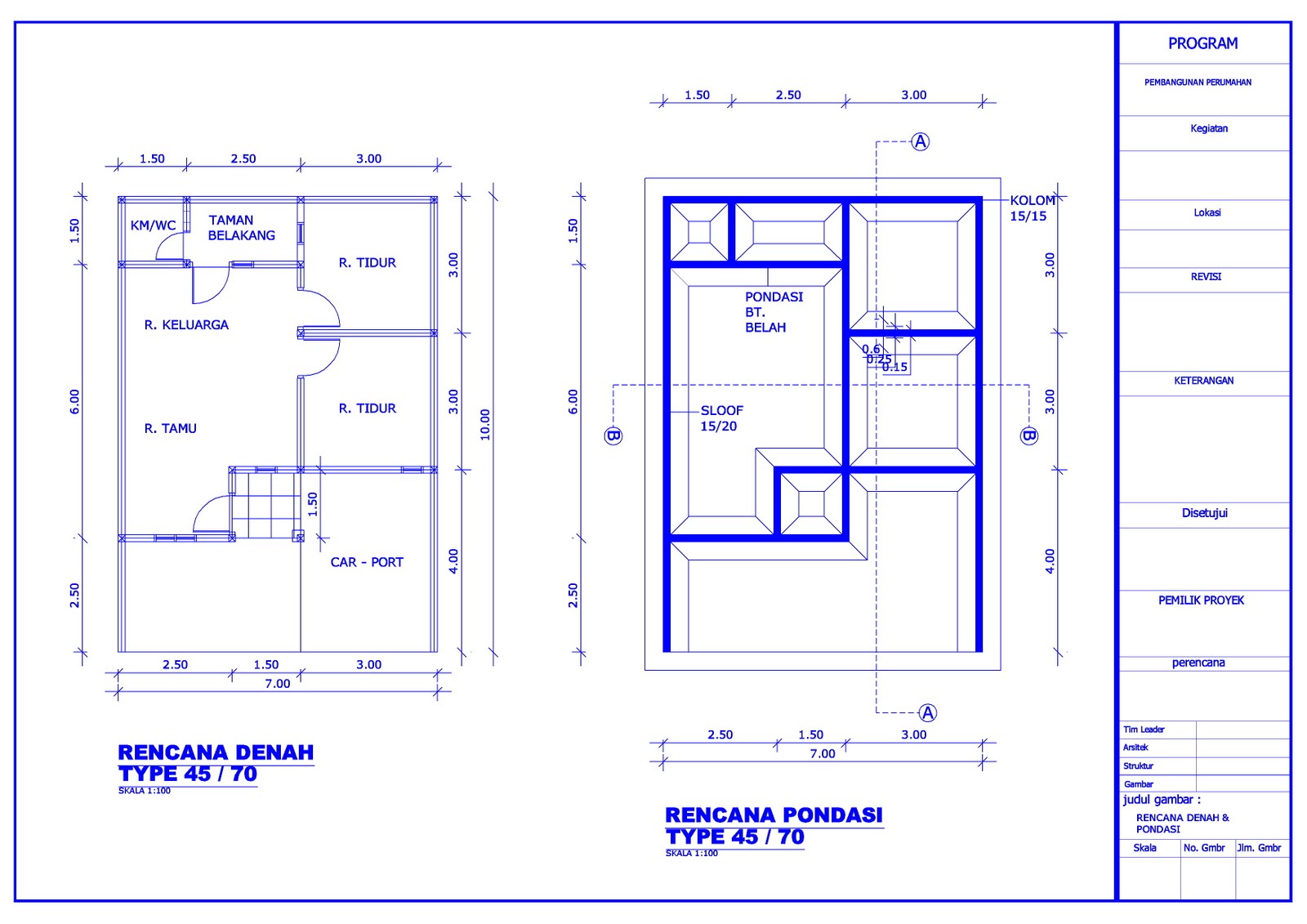 Bestek Gambar Kerja Type  45  70 Cymblot s Notes