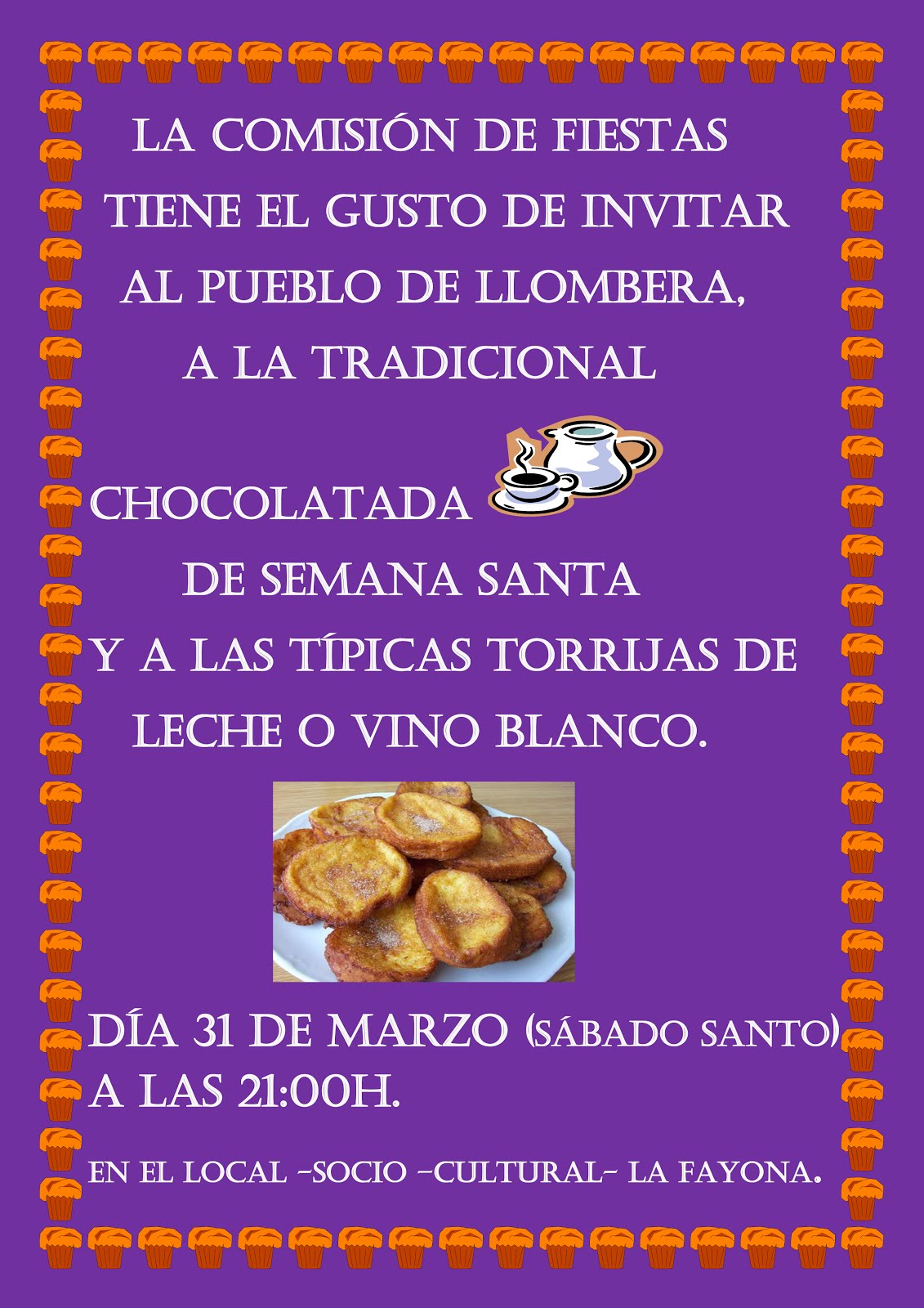 CHOCOLATADA Y TORRIJAS DE SEMANA SANTA