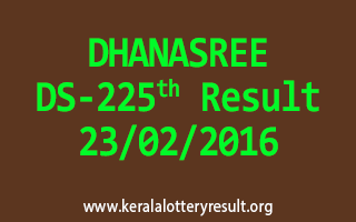DHANASREE DS 225 Lottery Result 23-02-2016
