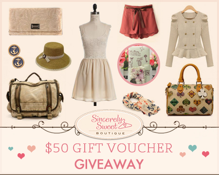 $50 Sincerely Sweet Boutique Gift Card Giveaway