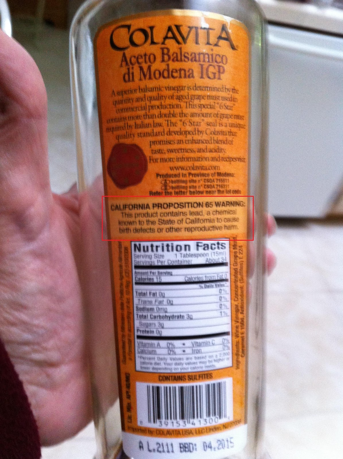 Inspired Resourceful Creative Balsamic Vinegar... contains lead?