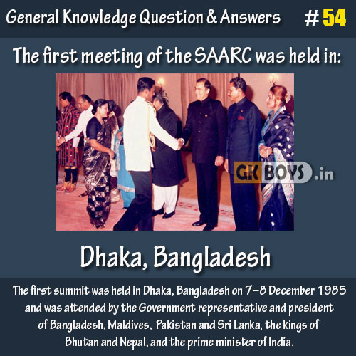 The first meeting of the SAARC was held in: