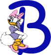 Alfabeto de personajes de Disney con letras azules B.