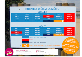 affiche horaires d'été de la médiathèque MéMO d'Ostricourt