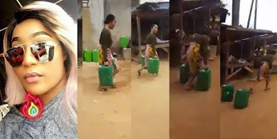 Popular slay queen spotted fetching water with two 25litres keg.. She ran when she was spotted Popular slay queen spotted fetching water with two 25litres keg.. She ran when she was spotted