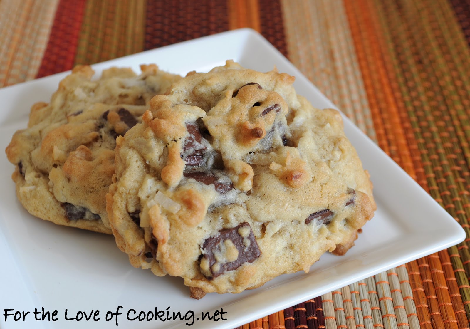Coconut, Chocolate Chunk, and Walnut Cookies For the Love of Cooking