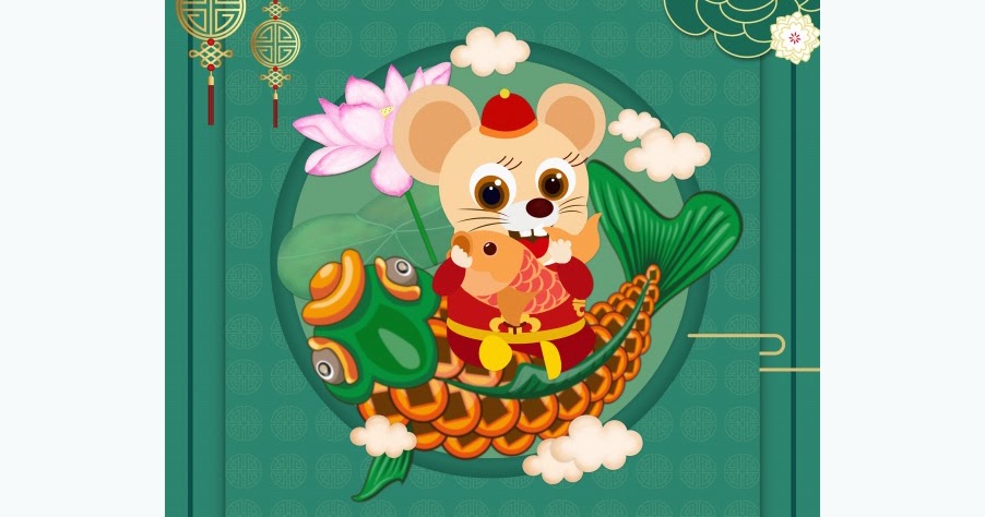 Chinese New Year, Happy new year's day cartoon poster material free psd