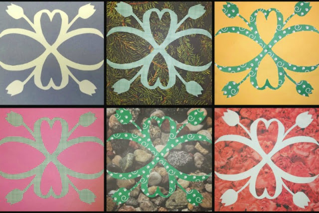Four-way square patterns with different paper combinations Four-way square paterns with different paper combinations