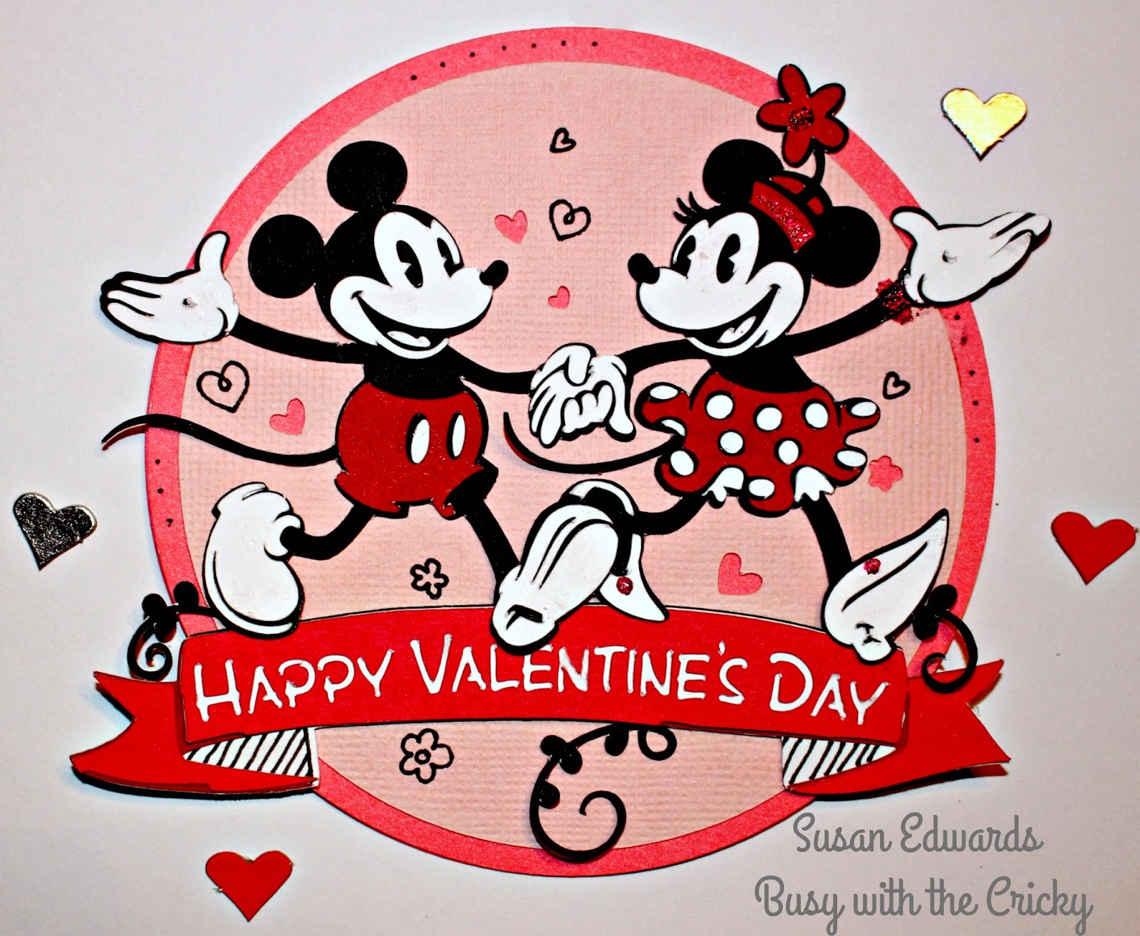 Mickey & Minnie St. Valentine Card Busy with the Cricky