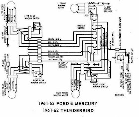 Diagram On Wiring: Ford Thunderbird 1961-1962 Windows Control Wiring