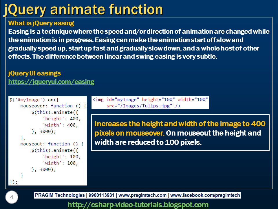 Sql server, .net and c# video tutorial: jquery animate function