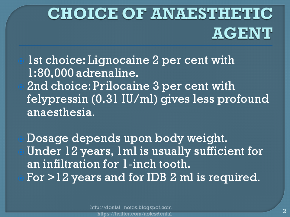 Dental Notes Local Anesthesia For Children NOTES