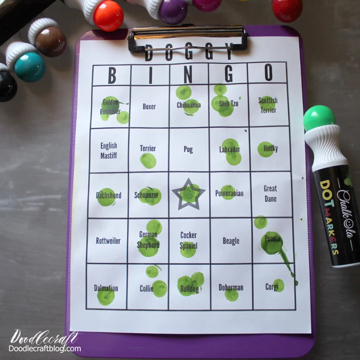 Doggy bingo game for family fun at the street fair or carnival.