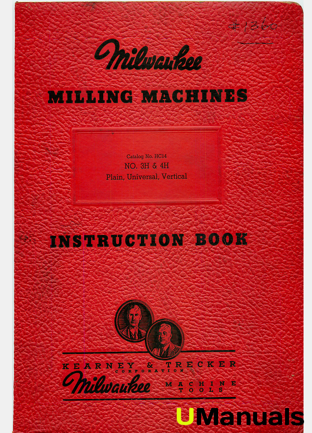 Machinery Manuals Kearney & Trecker 3H 4H Mill Instruction Manual