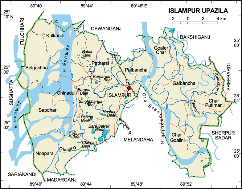Islampur Upazila Map Jamalpur District Bangladesh