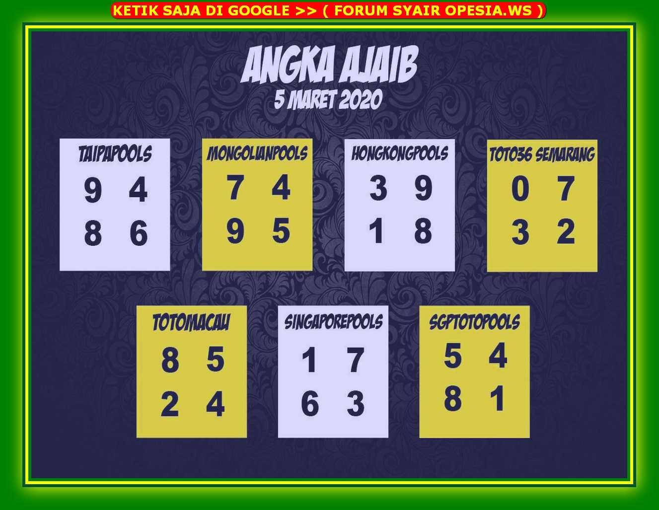 1 New Message Kode Syair Hongkong 5 Maret 2020 Forum Syair Togel Hongkong Singapura Sydney