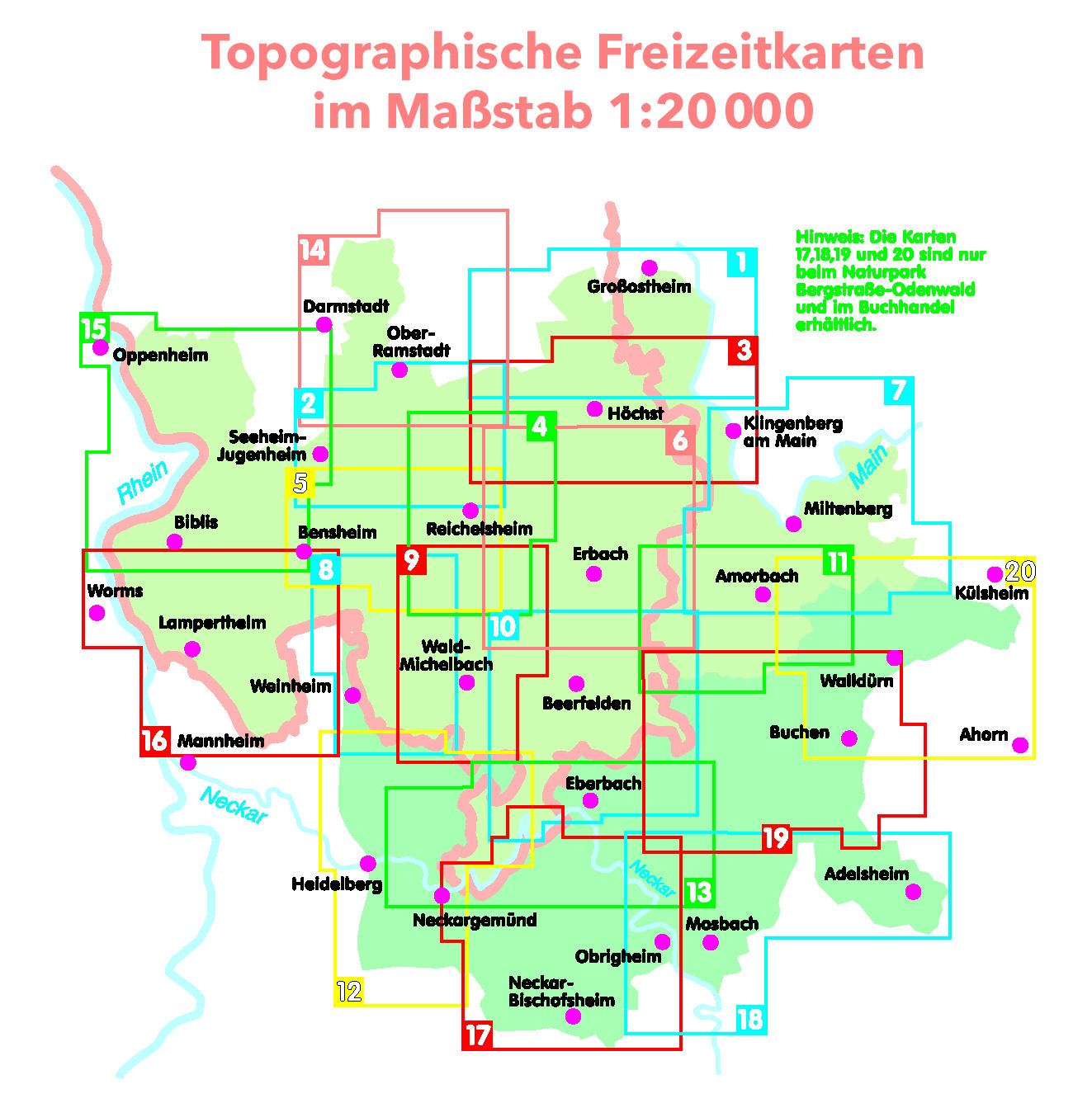 Topographische Freizeitkarten Hessen 1:20.000 | Blattschnitte Index Topographische Freizeitkarten Hessen 1:20.000 | Blattschnitte Index