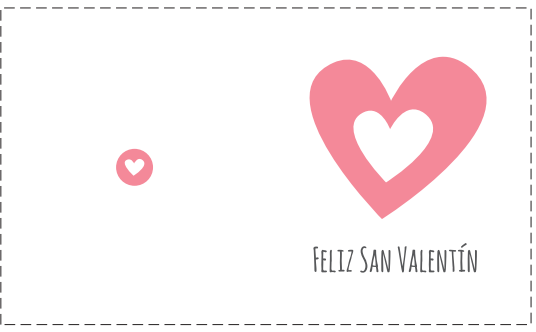 tarjeta San Valentí­n corazón rosa horizontal