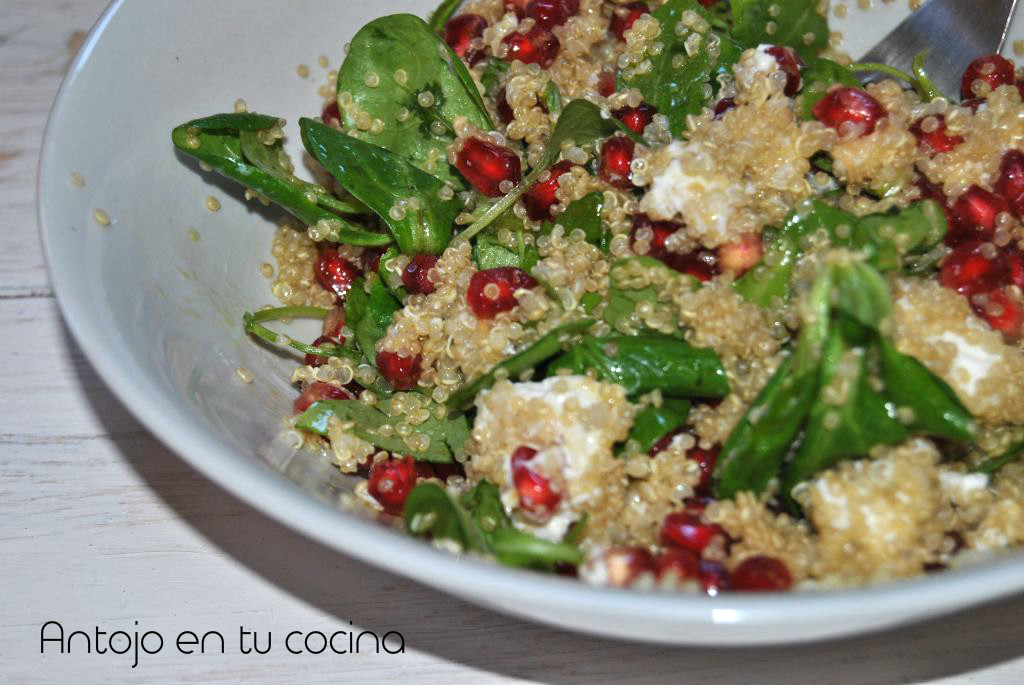 Quinoa, goat cheese and pomegranate salad - Antojo en tu cocina