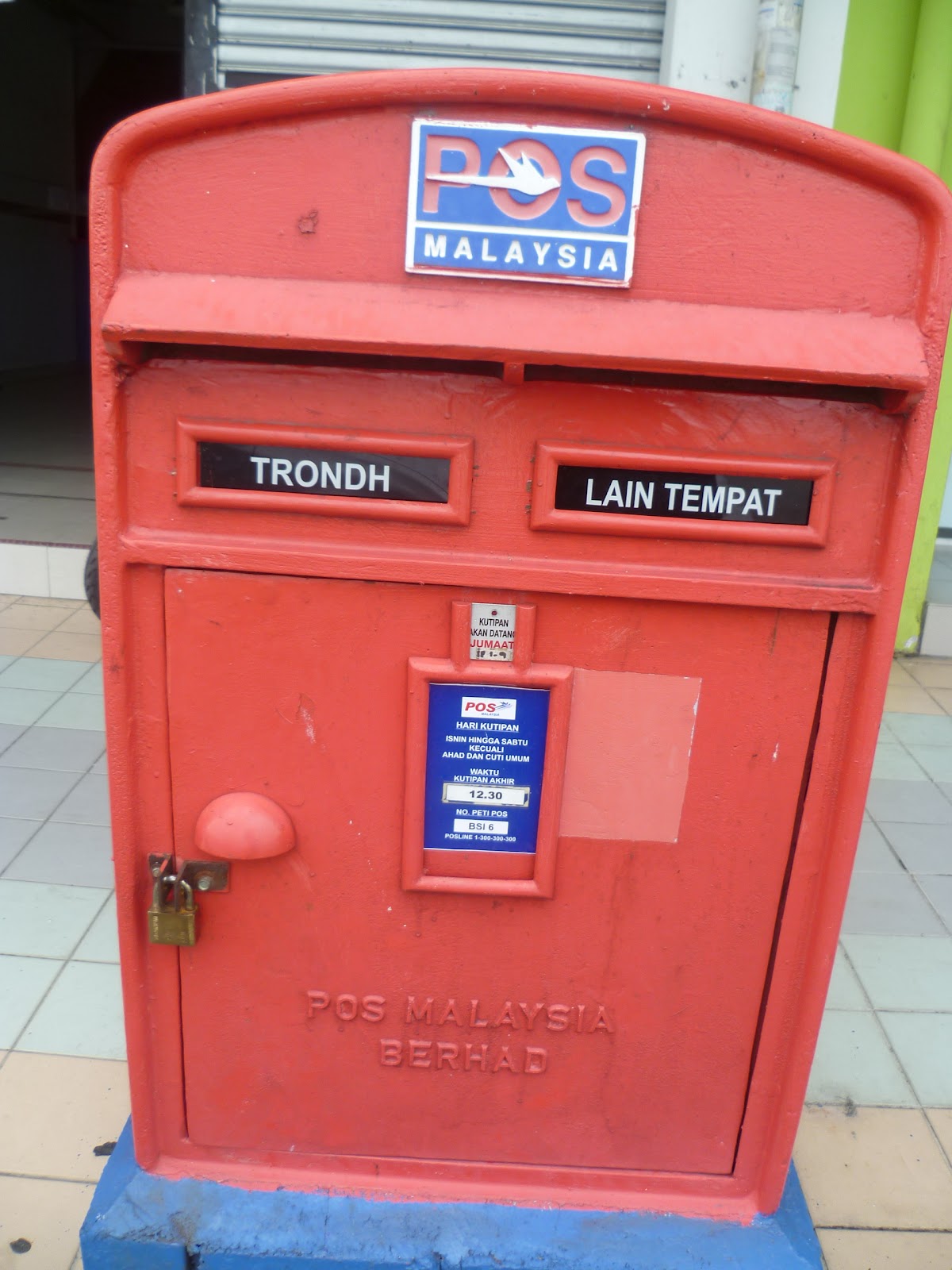 MALAYSIA KKKHOR MALAYSIA LETTER BOX " TRONDH