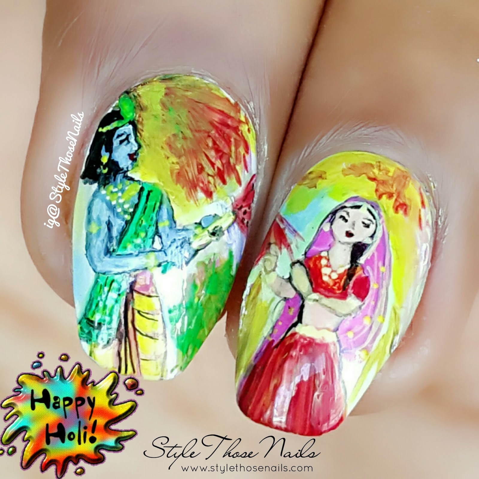 Nail art Ideas For Holi Colour them!