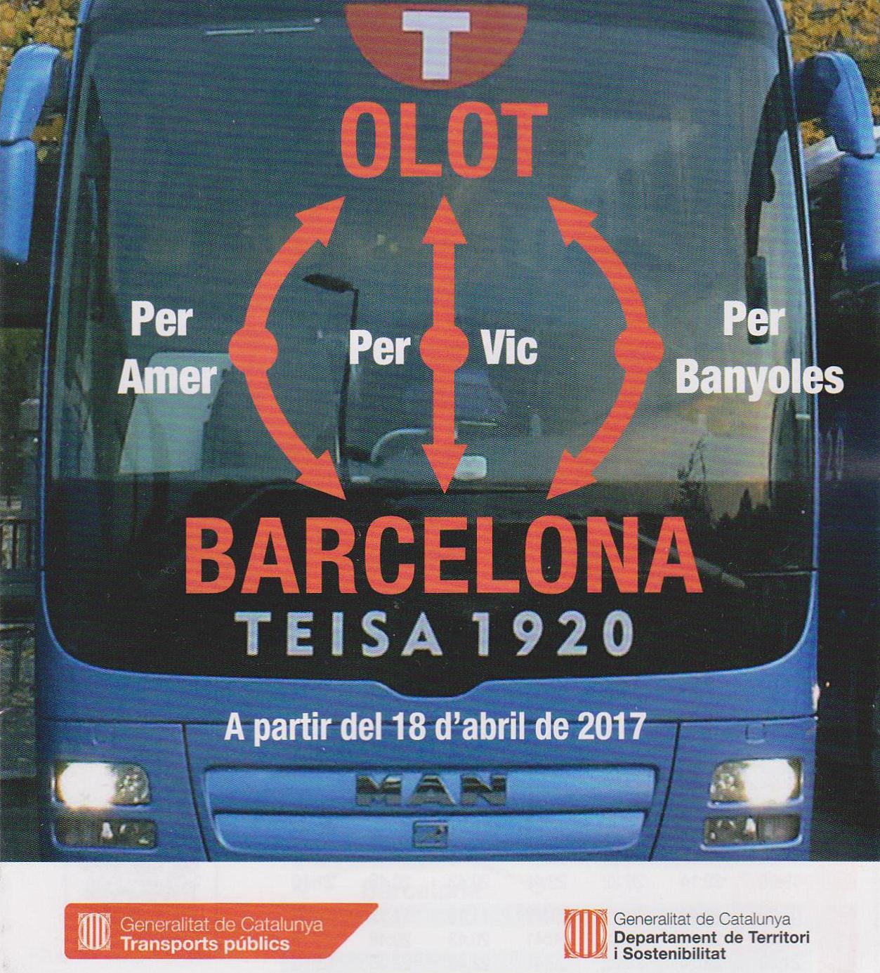 The traveler's drawer TEISA, Olot Barcelona. Tarifes, rutes i