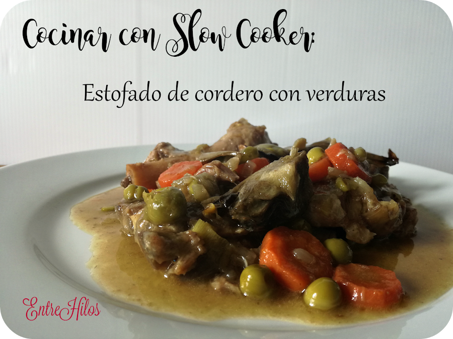 cocinar con slow cooker. estofado de cordero con verduras