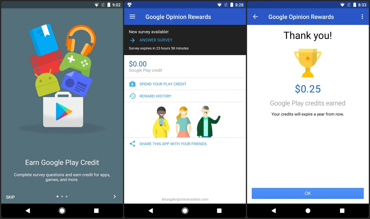 Free Google Play Store Credits from Google Opinion Rewards App