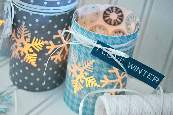 Winter Luminaries by Aly Dosdall for Echo Park Paper #wintercrafts #luminaries #DIY