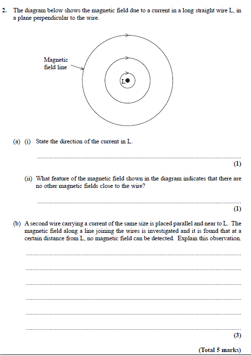 A Level Homework and Answers Field around a wire