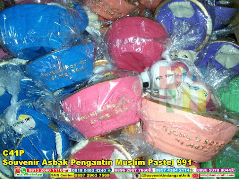 jual Souvenir Asbak Pengantin Muslim Pastel 991