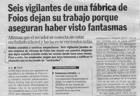 (Hemeroteca año 2003)LOS FANTASMAS DE LA FÁBRICA DE FOIOS