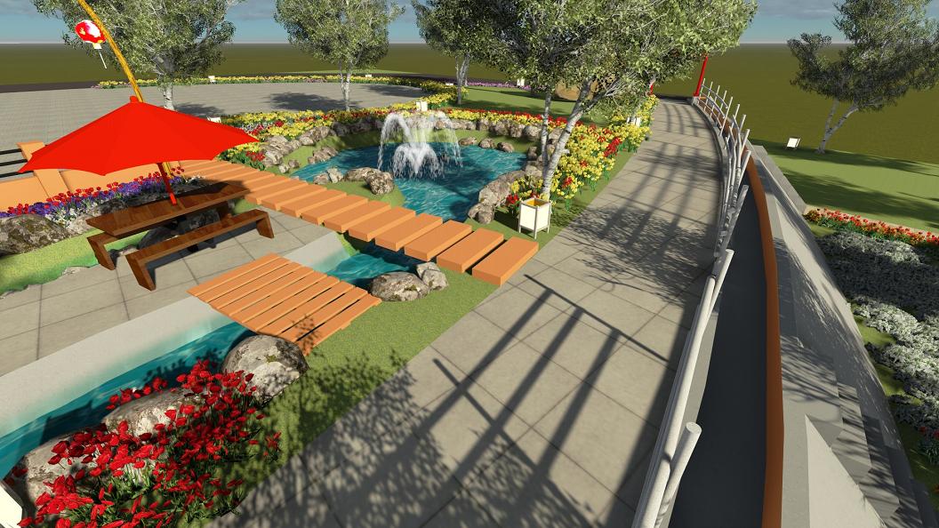 Jasa desain kedai taman kolam air mancur - Jasa Desain Gambar Murah