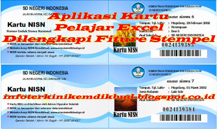 Aplikasi Kartu Pelajar Excel Dilengkapi Fiture Stempel Info Terkini