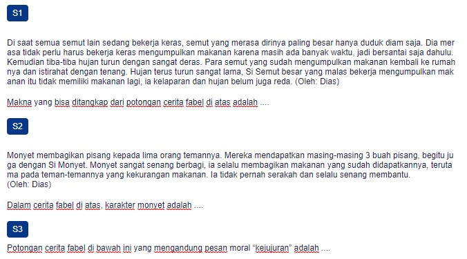 Soal Teks Fabel Pesan Moral - Kumpulan Tugas