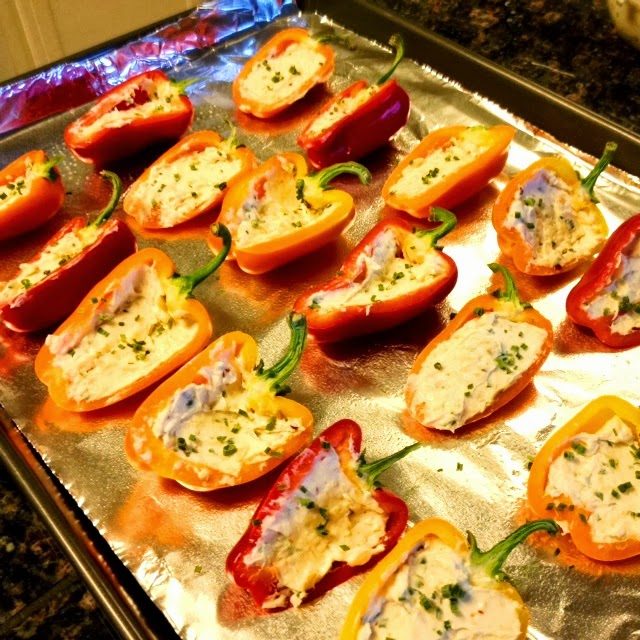 Tasty and (Mostly) Healthy Recipes: Cheesy Stuffed Mini Sweet Peppers