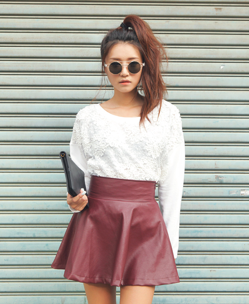 Mini Skirt Outfit Maroon Skirt 9mm Mini Pvc Leather Skirt Burgundy