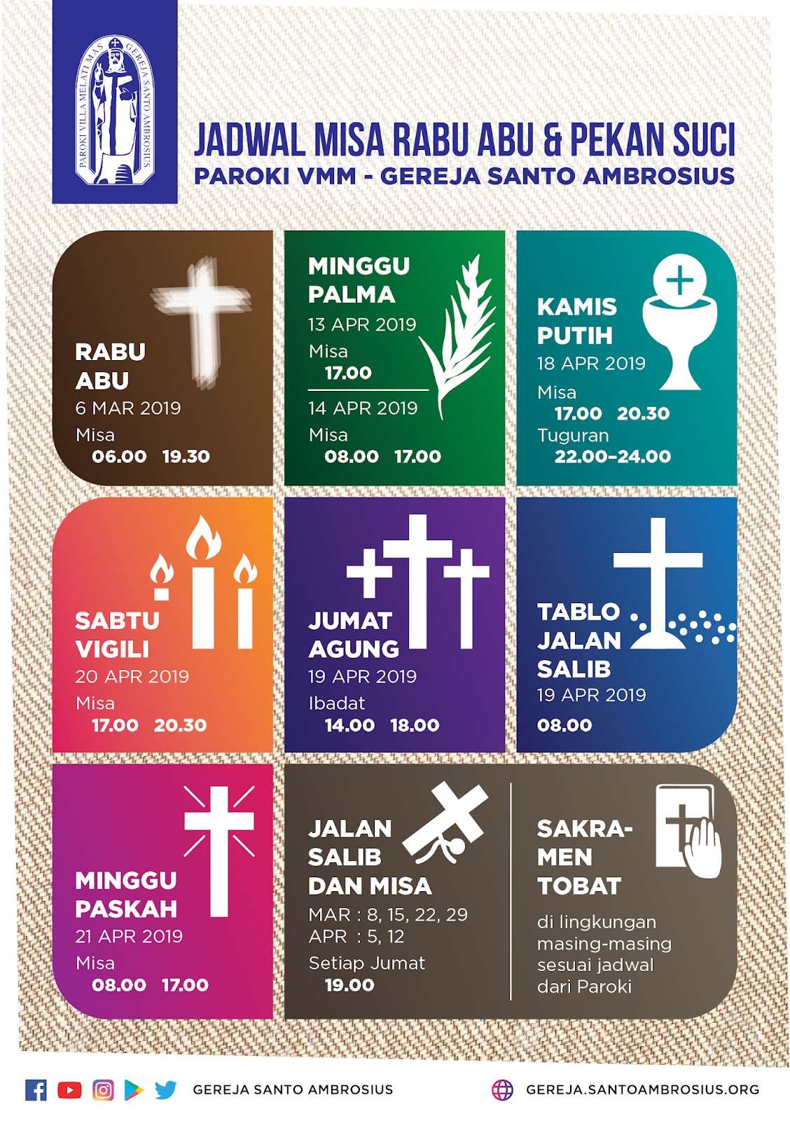 Jadwal Misa Rabu Abu Dan Pekan Suci 2019 Gereja St Ambrosius