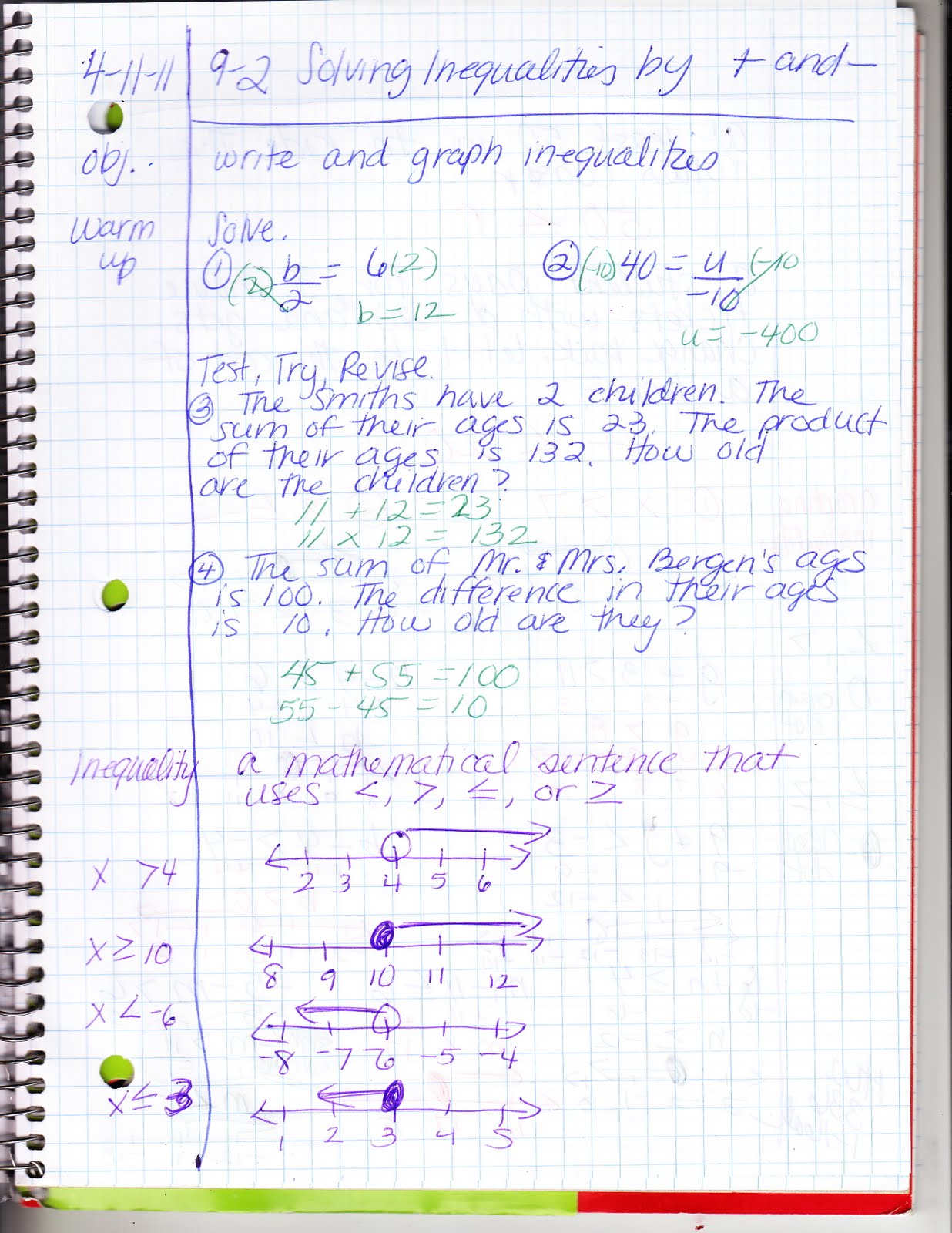 Ms Jean s Algebra Readiness Blog 9 2 Solving Inequalities By Adding 