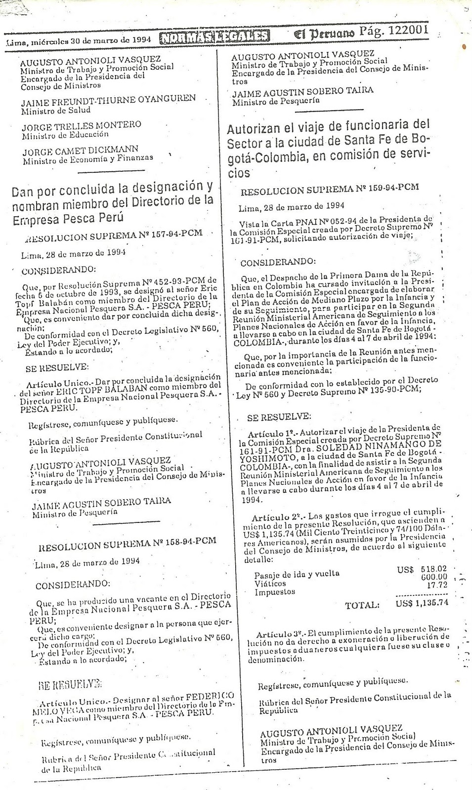 decreto de urgencia 037-94-pcm